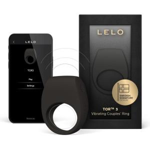 LELO TOR 3 Vibrating Penis Ring App Connected Adult Toy for Man and Woman, Couples Sex Toy with 8 Pleasure Settings for Enhanced Sensation, Silicone Cock Ring, Black(Black)