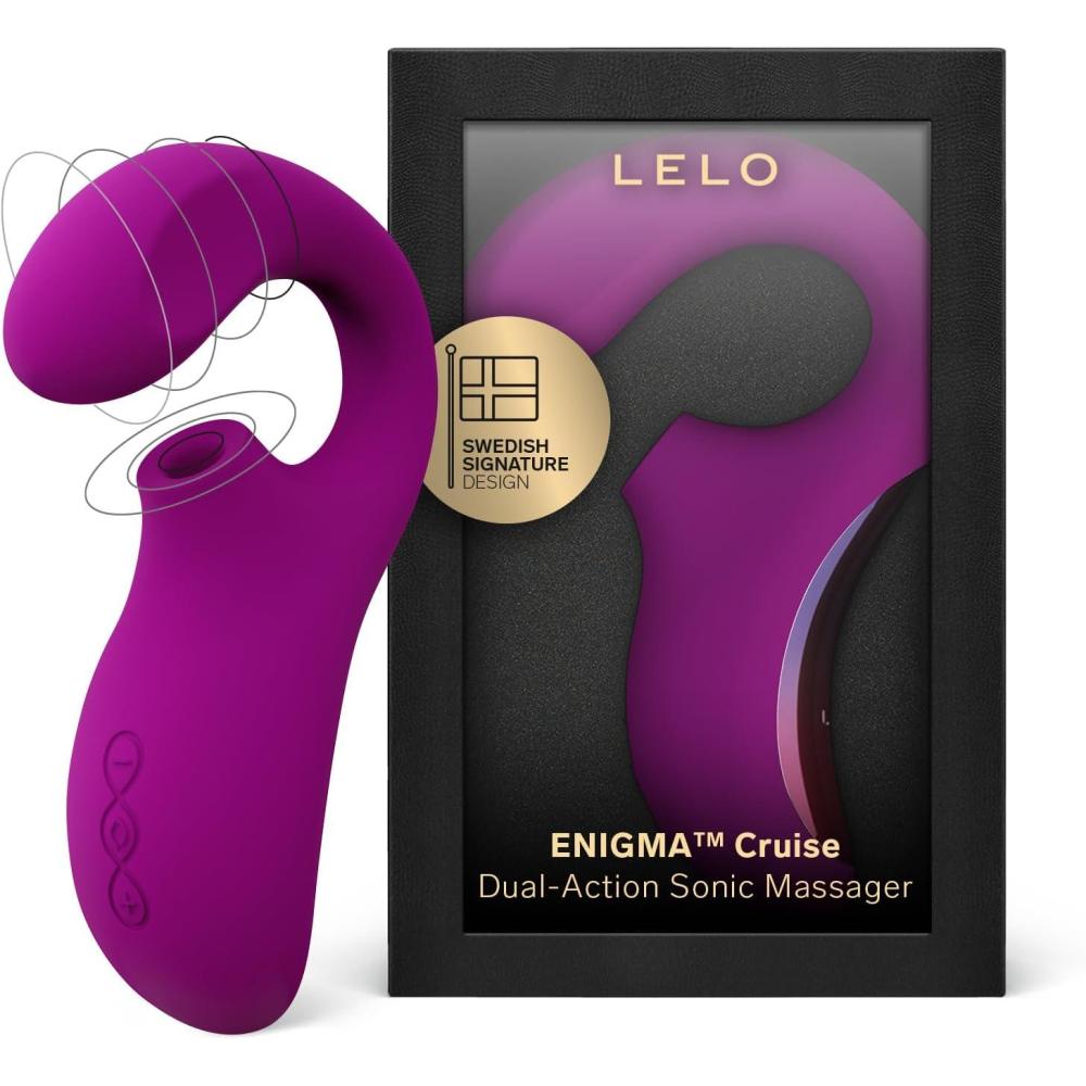 imageLELO Enigma Cruise Dual Stimulator Waterproof Clitoral Vibrator Intimate Sex Toy with 8 Vibrating Patterns Rabbit Sex Toy Vibrator for Women BlackDeep Rose