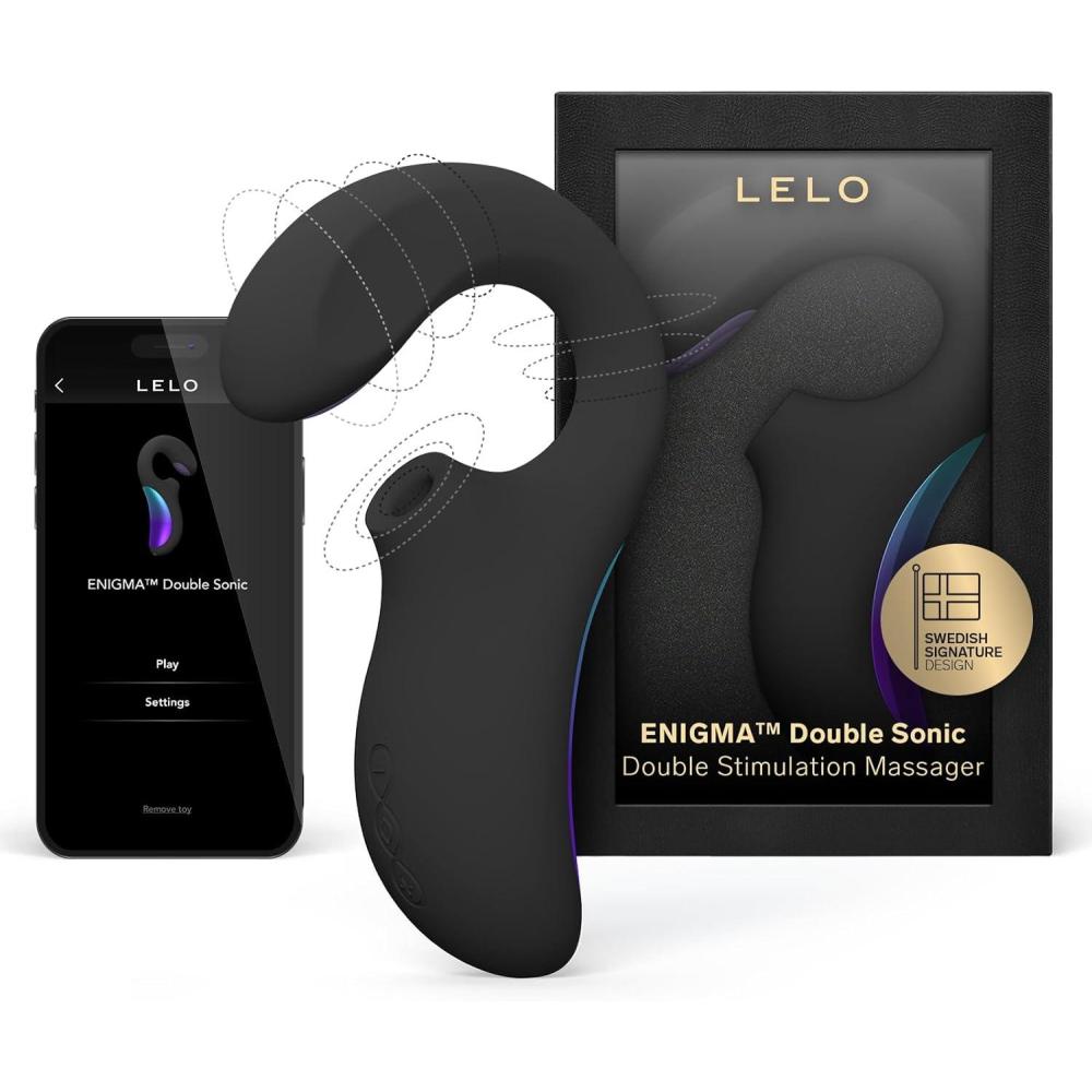 imageLELO Enigma Double Sonic Female Triple Stimulation Massager with Bluetooth App 8 Pleasure Settings and 2 Extra Modes Rabbit Sex Toy Vaginal Vibrators BlackBlack
