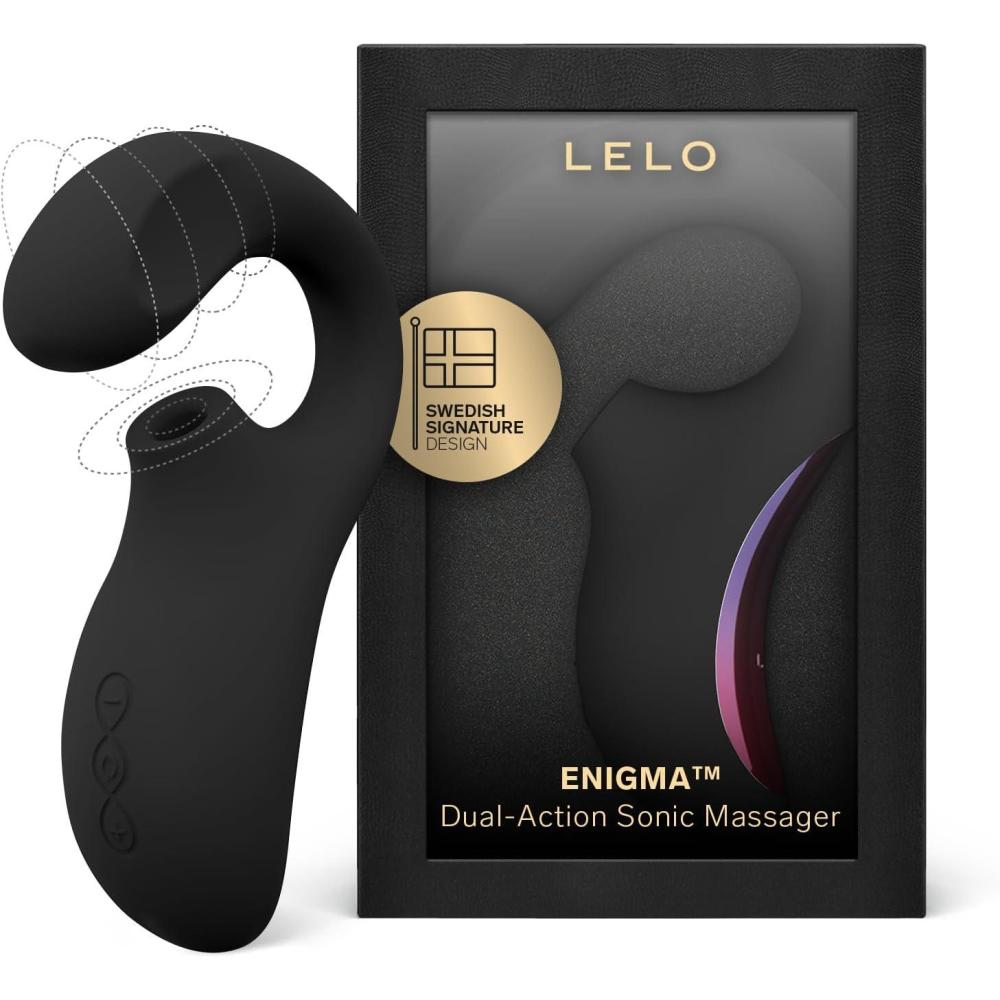 imageLELO Enigma Dual Stimulation Waterproof Sex Toy for Women with External and Internal Stimulation Female Sex Pleasure Devices Vibrator Rabbit and Clitoral Sucker with 8 Vibrating Patterns BlackBlack