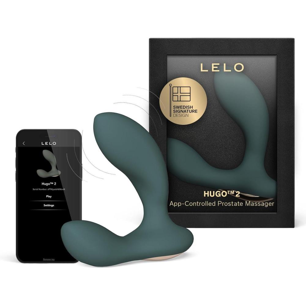 imageLELO Hugo 2 Male Prostate Massager with Bluetooth App and 10 Settings Waterproof and Researchable Male Prostate Vibrator in a Dark Forest HueGreen