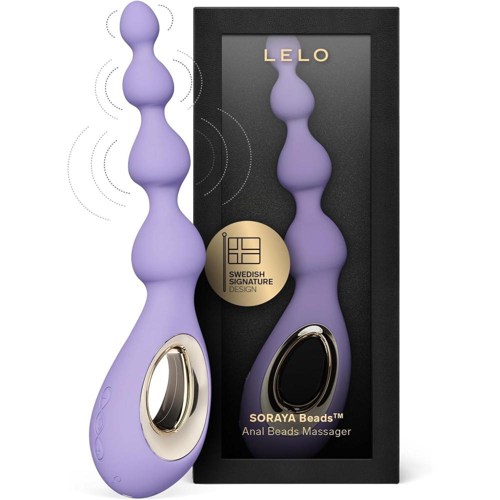 imageLELO Soraya Beads Vibrating Anal Beads Massager with BowMotion Technology and 8 Vibrating Patterns Adult Anal Toys BlackViolet Dusk