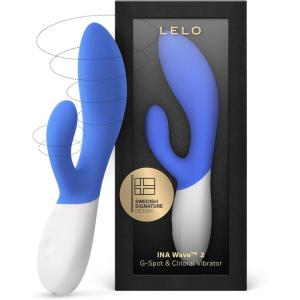 LELO INA Wave 2 Rabbit Vibrator for Women Sex Toy G Spot Rabbit Vibrator with Wavemotion Technology and 12 Vibrations Settings, Sex Toys for Women, Cerise(California Sky)