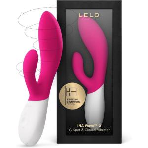 LELO INA Wave 2 Rabbit Vibrator for Women Sex Toy G Spot Rabbit Vibrator with Wavemotion Technology and 12 Vibrations Settings, Sex Toys for Women, Cerise(Cerise)