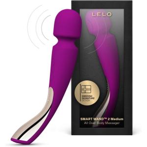 LELO Smart Wand 2 Medium Personal Wand Massager Tension Releasing Muscle and Body Massager, Waterproof Rechargeable Wand Vibrator, Personal Vibrator Wand for Her, Black(Deep Rose)