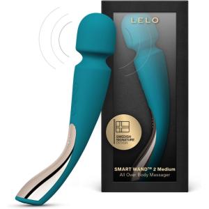 LELO Smart Wand 2 Medium Personal Wand Massager Tension Releasing Muscle and Body Massager, Waterproof Rechargeable Wand Vibrator, Personal Vibrator Wand for Her, Black(Ocean Blue)