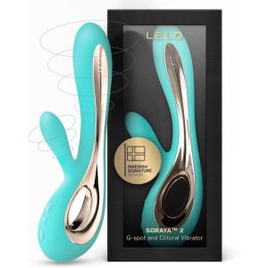 LELO Soraya 2 Rabbit Vibrator for Women Rabbit Sex Toy Massager for Clitoral and G Spot Pleasure, Waterproof & Wireless Toys for Her Adult Pleasure, Black(Aqua)