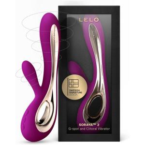 LELO Soraya 2 Rabbit Vibrator for Women Rabbit Sex Toy Massager for Clitoral and G Spot Pleasure, Waterproof & Wireless Toys for Her Adult Pleasure, Black(Deep Rose)