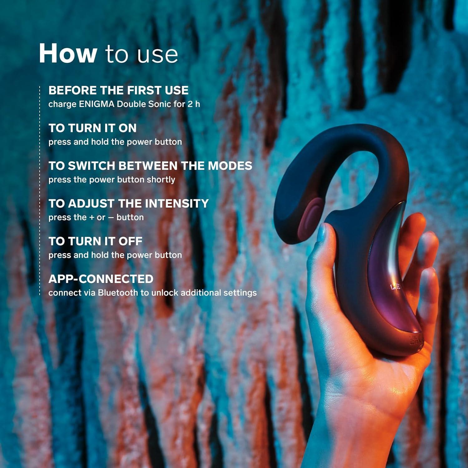 imageLELO Enigma Double Sonic Female Triple Stimulation Massager with Bluetooth App 8 Pleasure Settings and 2 Extra Modes Rabbit Sex Toy Vaginal Vibrators Cyber PurpleCyber Purple